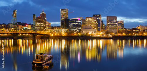 Photo: Portland Oregon Downtown Waterfront at Blue Hour Portland Oregon Downtown Waterfront at Blue Hour