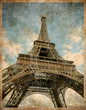 vintage toned postcard of Eiffel tower in Paris