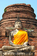 Buddha Status and the pagoda at wat yai chaimongkol temple, Ayut Buddha Status and the pagoda at wat yai chaimongkol temple, Ayut