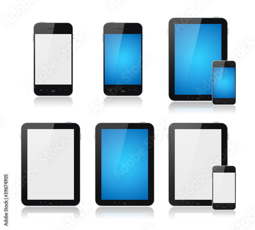 Illustration: Mobile Smart Phone With Tablet PC Set Mobile Smart Phone With Tablet PC Set