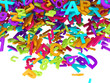 Fallende 3D Buchstaben bunt