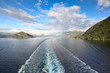 Scenic views of Geirangerfjord (Norway) from deck of cruise ship