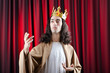 King with crown against background King with crown against background
