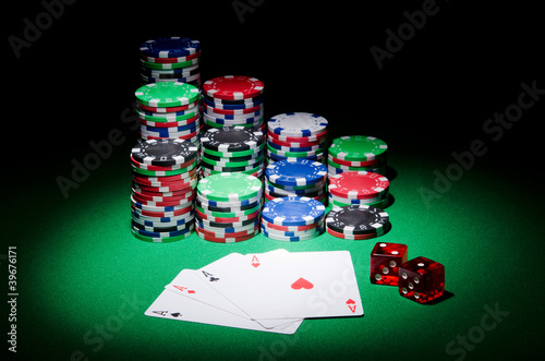 Photo: Casino concept with chips and cards Casino concept with chips and cards