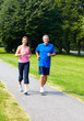 Seniors couple jogging.