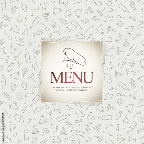 Vector: Restaurant menu design, with food icons background Restaurant menu design, with food icons background