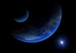 Astronomie - 002 - Erde - Mond - blau