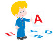 Schoolboy at lesson English