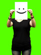 woman with smile emoticon