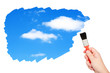 Sky with clouds painted brush.