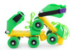 funny colored roller skates on white background