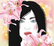 beautiful woman with lilies