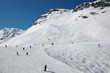 skiers on ski slopes in French Alps skiers on ski slopes in French Alps
