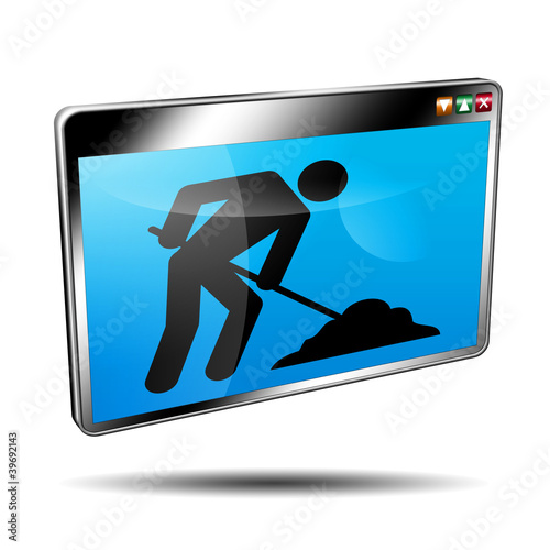 Illustration: Icono ventana aplicacion 3D con simbolo hombre trabajando Icono ventana aplicacion 3D con simbolo hombre trabajando