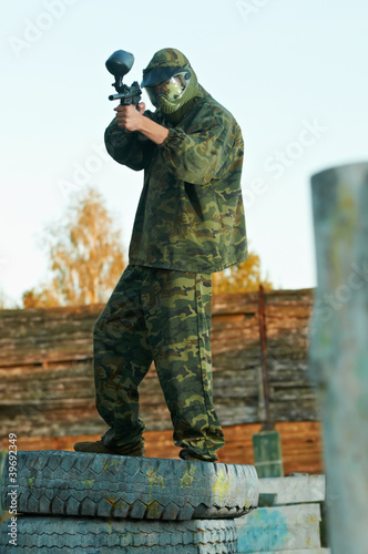 Photo: Man paintball player Man paintball player