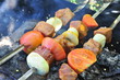 Barbecue with delicious grilled meat
