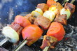 Barbecue with delicious grilled meat