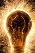 bulb and sparklers   on black background