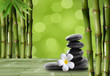 Young, green bamboo in the background boke