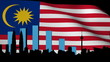 Kuala Lumpur skyline with graph and flag animation