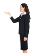 Business woman showing, isolated