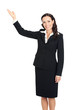 Business woman showing, isolated