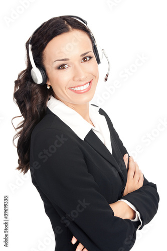 Photo: Support phone operator in headset, isolated Support phone operator in headset, isolated
