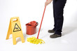 cleaner is mopping floor