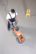 cleaning floor with machine