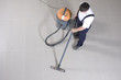 cleaning floor with machine