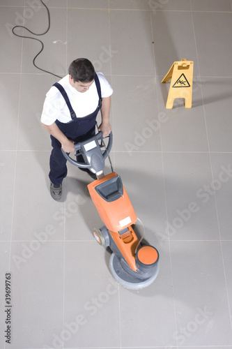 Photo: cleaning floor with machine cleaning floor with machine
