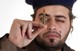soldier checking his bullet