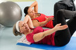 Fitness center senior woman exercise gym workout