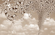 close up shot of several one American dollar and cloudy sky