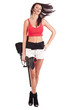 female paintball player