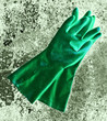 green rubber gloves