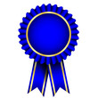 Vector blue badge with ribbon
