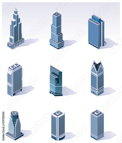Vektor: Vector isometric buildings. Skyscrapers Vector isometric buildings. Skyscrapers
