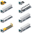 Vector: Vector isometric transport. Trucks with semi-trailers Vector isometric transport. Trucks with semi-trailers