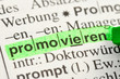 promovieren im Wörterbuch markiert