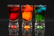 red, orange and green shots