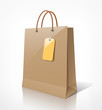 Shopping paper bag brown empty, vector illustration