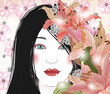 portrait of a beautiful brunette with flowers