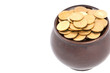 Ceramic pot with metal money