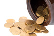 Ceramic pot with metal money