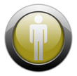 Yellow Metallic Orb Button "Men's Restroom"