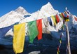 view of Everest with buddhist prayer flags from kala patthar view of Everest with buddhist prayer flags from kala patthar