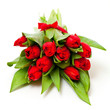 Photo: red tulips tied with a red ribbon red tulips tied with a red ribbon