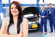 Woman at the mechanic