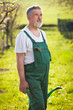 portrait of a senior gardener in his garden/orchard